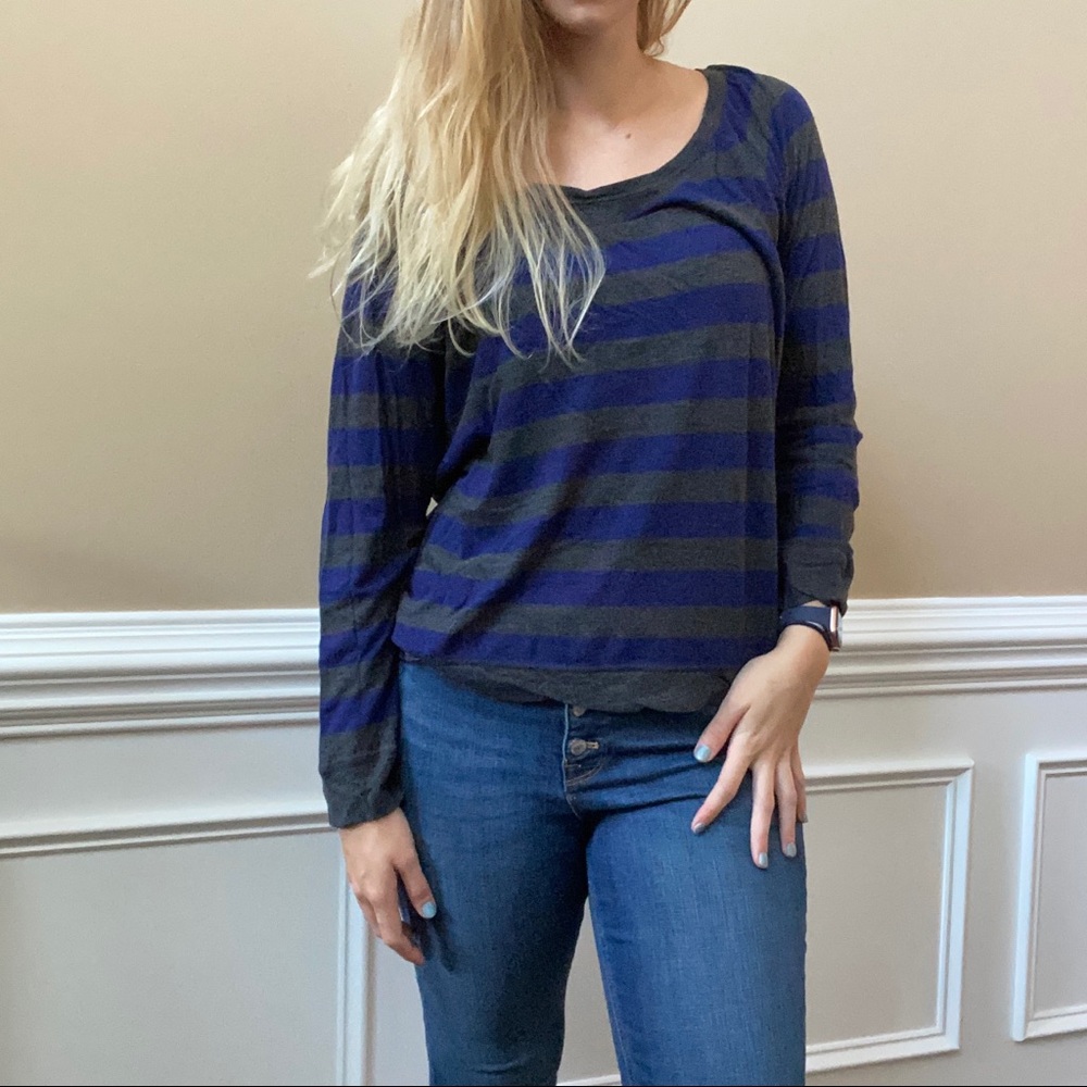 Blue/grey striped long sleeve top